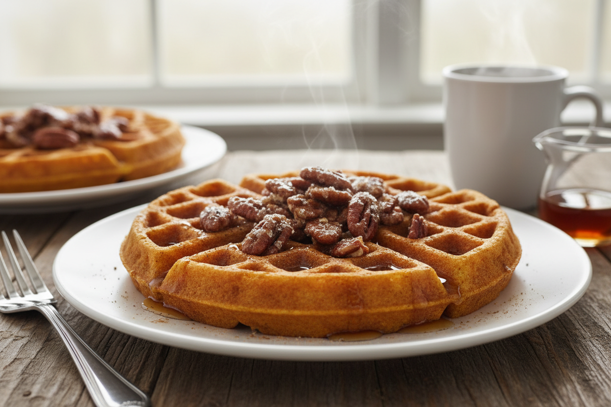 pumpkin pecan waffle